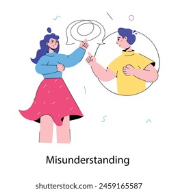 An editable doodle mini illustration of misunderstanding