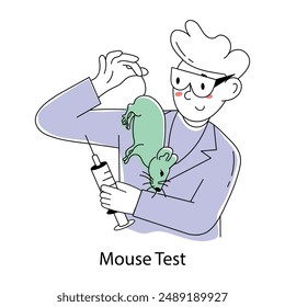 An editable doodle mini illustration of mouse test 