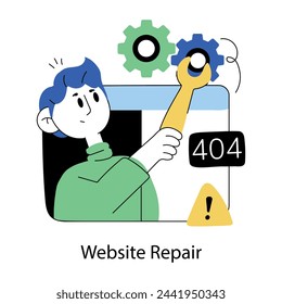 An editable doodle mini illustration of website repair 