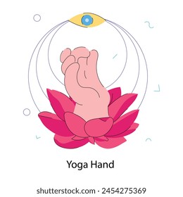 Editable doodle mini illustration of yoga hand 