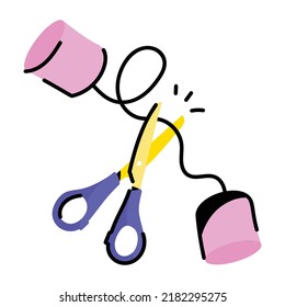 An editable doodle sticker of communication error 