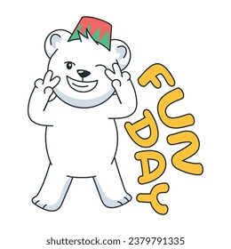 Editable doodle sticker depicting fun day typography 