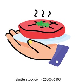 An editable doodle sticker of grilled steak 
