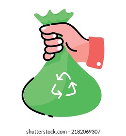 Una pegatina de doodle editable para la bolsa de reciclaje 