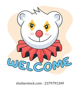 Etiqueta editable del doodle del oso de bienvenida 