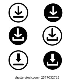 Editable Download icon buttons set, vector art and graphics.