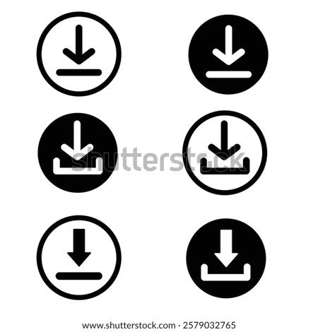 Editable Download icon buttons set, vector art and graphics.