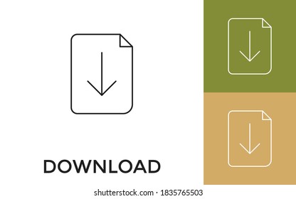 Editable Download Thin Line Icon with Title. Useful For Mobile Application, Website, Software and Print Media.