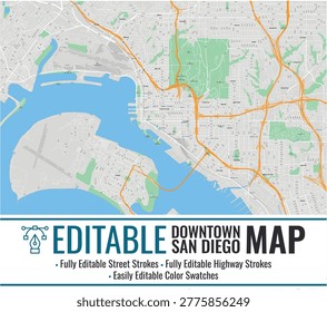 Editable Downtown San Diego Map