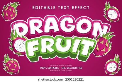 Editierbarer Drachenfrucht-Texteffekt mit Illustration von Drachenfrucht