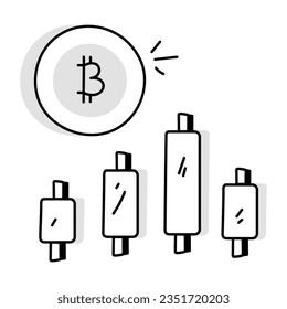 An editable drawing icon of bitcoin analysis 