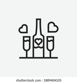 Editable Drink Wine Together Line Art Icon Using For Presentation, Website And Application