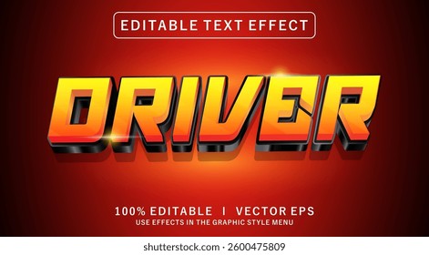 editable driver 3d vector text effect with modern style design
