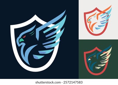 Editable Dynamic Eagle Logo Design with Shield