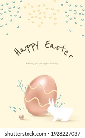 Editable Easter greeting template vector with 3d rendering  eggs