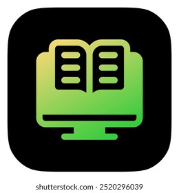 E-book editável, ícone do vetor da biblioteca digital. Aprendizagem online, curso, tutorial. Parte de uma grande família de conjuntos de ícones. Perfeito para interfaces web e app, apresentações, infográficos, etc