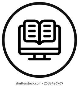 Bearbeitbares E-Book, Vektorsymbol der digitalen Bibliothek. Online-Lernen, Kurs, Tutorial. Teil einer großen Ikone-Set-Familie. Perfekt für Web- und App-Schnittstellen, Präsentationen, Infografiken usw.