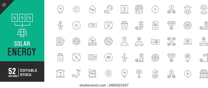 Editable Eco friendly and solar line icon Set. Vector illustration. ,green energy , eco.	
