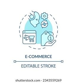 Editable e-commerce icon concept, isolated vector, AI for SEO blue thin line illustration.