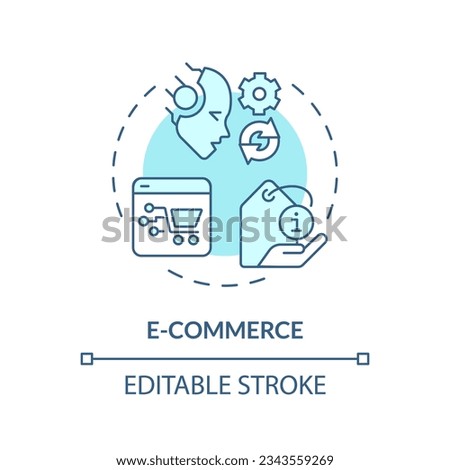 Editable e-commerce icon concept, isolated vector, AI for SEO blue thin line illustration.
