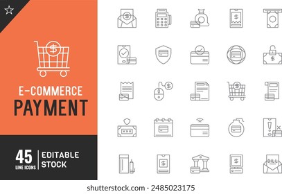 Editable e-commerce line icon set. Vector illustration. purchase, delivery, support, and other icons.	
