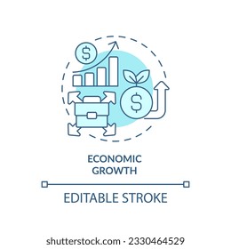 Editable economic growth icon, isolated vector, foreign direct investment thin line illustration.