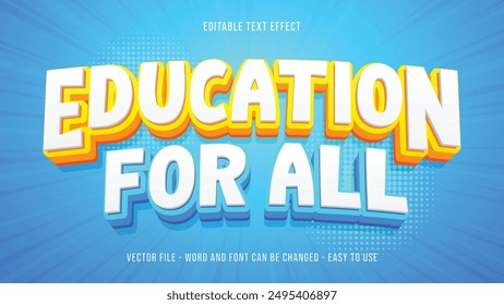 Editable education 3d text effect template