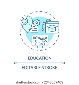 Icono educativo editable, vector aislado, IA para la ilustración de línea delgada azul SEO.