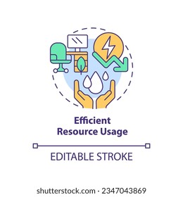 Editable efficient resource usage icon concept, isolated vector, sustainable office thin line illustration.