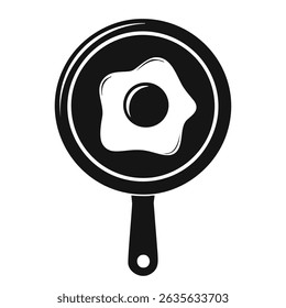 Editable egg pan illustration suitable for healthy breakfast icons or food service designs.