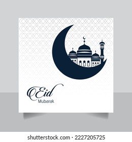 Editable Eid mubarak banner for social media post template