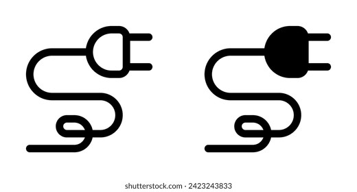 Editable electrical plug, cord, cable, wire vector icon. Construction, tools, industry. Part of a big icon set family. Perfect for web and app interfaces, presentations, infographics, etc