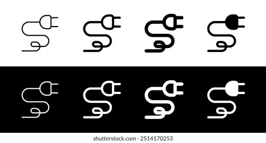 Editable electrical plug, cord, cable, wire vector icon. Construction, tools, industry. Part of a big icon set family. Perfect for web and app interfaces, presentations, infographics, etc