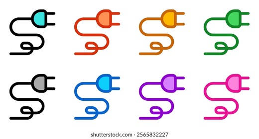 Editable electrical plug, cord, cable, wire vector icon. Construction, tools, industry. Part of a big icon set family. Perfect for web and app interfaces, presentations, infographics, etc