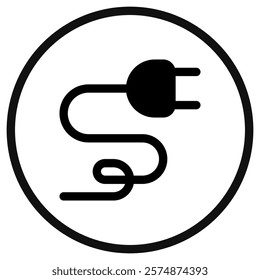 Editable electrical plug, cord, cable, wire vector icon. Construction, tools, industry. Part of a big icon set family. Perfect for web and app interfaces, presentations, infographics, etc