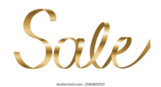 Editable elegant gold ribbon text sale. Luxurious trendy gold lettering font perfect for logo, title or header.