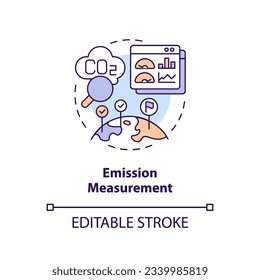 Editable emission measurement concept, isolated vector, thin line icon representing carbon border adjustment.