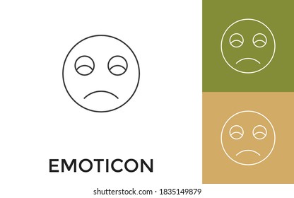 Editable Emoticon Thin Line Icon with Title. Useful For Mobile Application, Website, Software and Print Media.