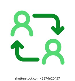 Bearbeitbarer Mitarbeiterumsatz, Vektorsymbol für Kontowechsel. Teil einer großen Icon-Set-Familie. Perfekt für Web- und App-Schnittstellen, Präsentationen, Infografiken usw.