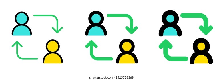 Rotatividade de funcionários editável, ícone de vetor de alternância de conta. Parte de uma grande família de conjuntos de ícones. Perfeito para interfaces web e app, apresentações, infográficos, etc