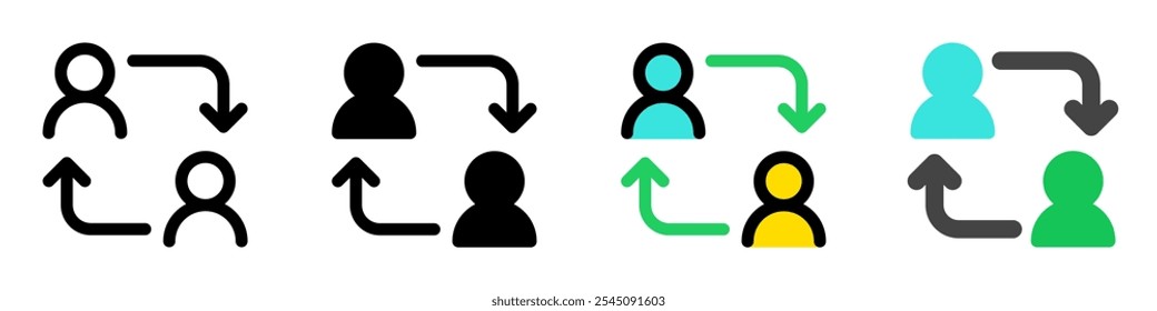 Rotación de empleados editable, icono de Vector de interruptor de Cuenta. Parte de una gran familia de iconos. Perfecto para interfaces de Web y App, presentaciones, infografías, etc