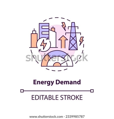 Editable energy demand concept, isolated vector, thin line icon representing carbon border adjustment.
