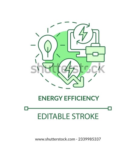 Editable energy efficiency green icon concept, isolated vector, sustainable office thin line illustration.