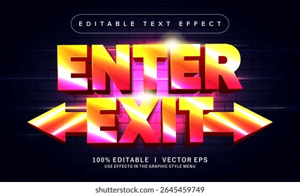 editável enter sair efeito de texto vetorial com design de estilo moderno