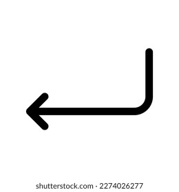 Entrada modificable, nueva línea, icono de vector de flecha. Parte de una familia de iconos grandes. Perfecto para interfaces web y de aplicaciones, presentaciones, infografías, etc