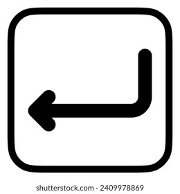 Entrada modificable, nueva línea, icono de vector de flecha. Parte de una familia de iconos grandes. Perfecto para interfaces web y de aplicaciones, presentaciones, infografías, etc