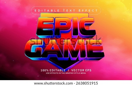 editable epic game vector text effect with modern style design