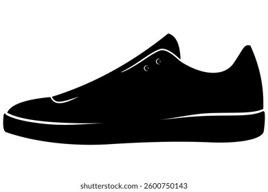 Editable EPS File of Shoe Icon, Logo, Badge, Symbol, or Emblem  Black and White Vector Silhouette Isolated on White Background for Various Design Applications