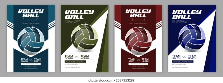 Editable EPS Volleyball Tournament Flyer Template for Sports Event Promotion Print Ready Design for Athletic Clubs Team Match Announcements and Game Night Marketing Shutterstock Template.