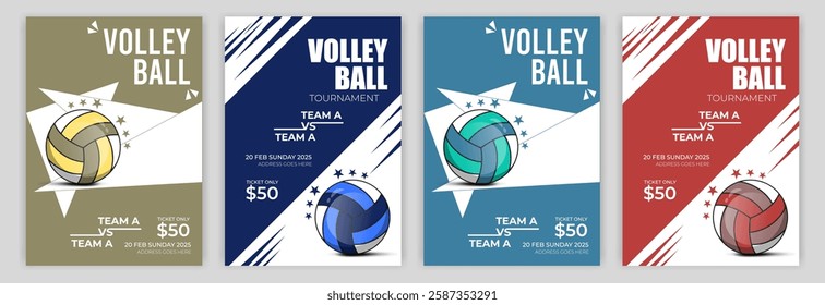 Editable EPS Volleyball Tournament Flyer Template for Sports Event Promotion Print Ready Design for Athletic Clubs Team Match Announcements and Game Night Marketing Shutterstock Template.